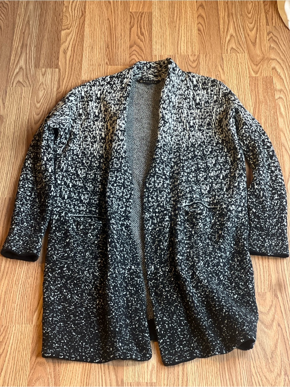 Athleta Wythe Open-Front Black & White Marled Women's Cardigan Sweater
